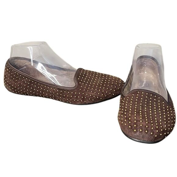 UGG AUSTRALIA Chocolate Suede Gold Studded Accents Ballet Flats Women’s Size 8 - Picture 4 of 8